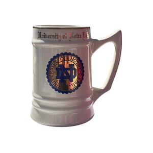 University of Notre Dame Vintage Large Stein Mug Logo Blue & Gold Collegiate